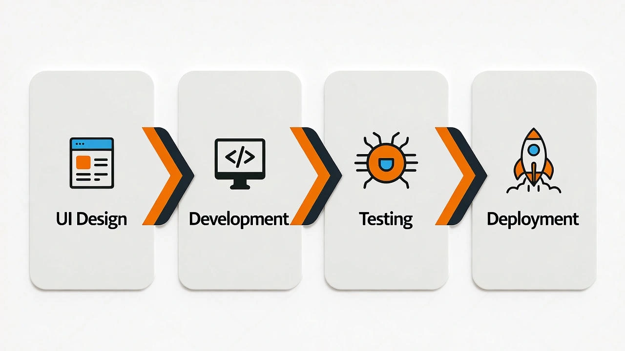 React mobile app development process steps infographic 